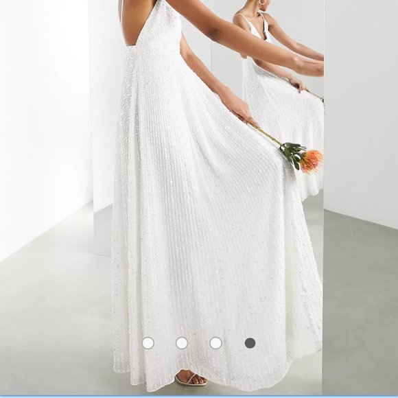 NEVER BEEN WORN NWT ASOS 'Joni' Sequin Wedding Dress (US 10 UK 12) - Picture 5 of 5